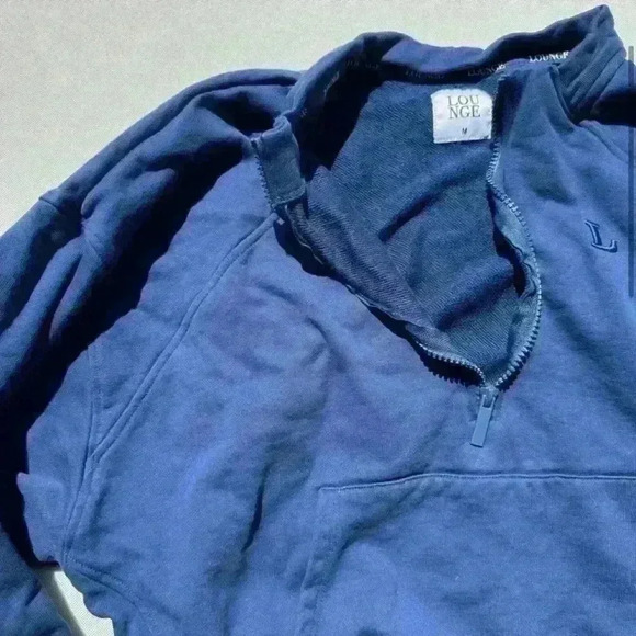 NEW Loungewear Varsity Quarter Zip Sweater Navy Size S - Picture 4 of 8